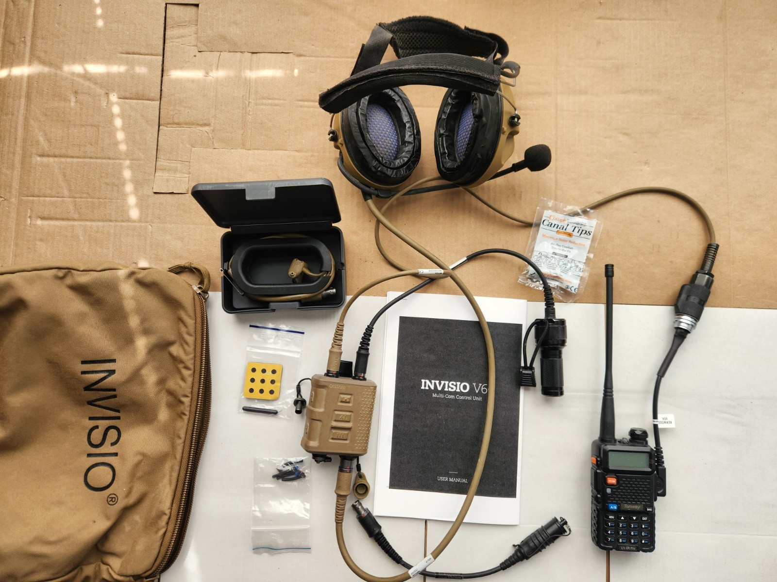 Genuine INVISIO headset T5, X5 FULL Kit w/ V60 PTT(Tricom)/ MSA Sordin &K2 cable