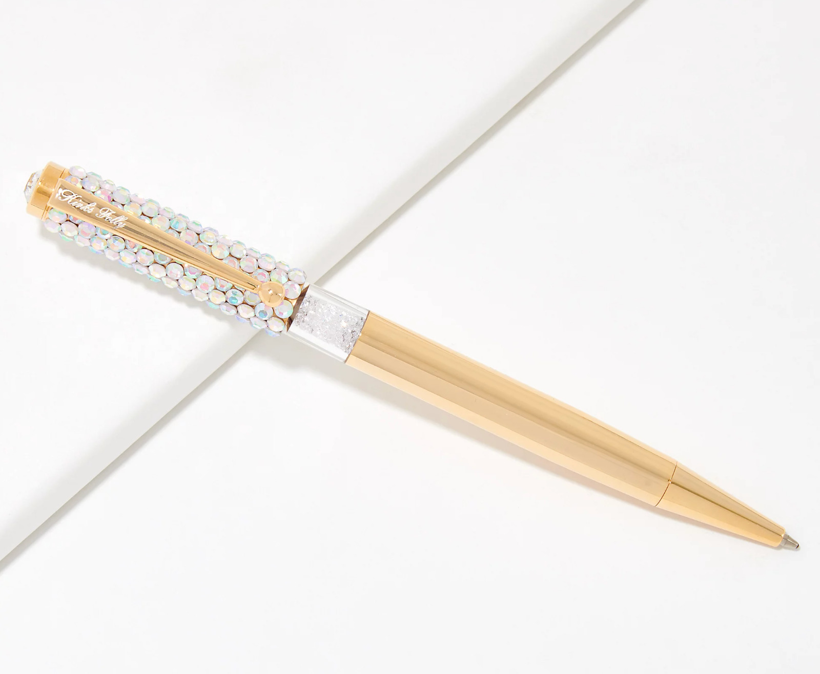 Kirks Folly Crystal Goddess Pen with Refill Goldtone