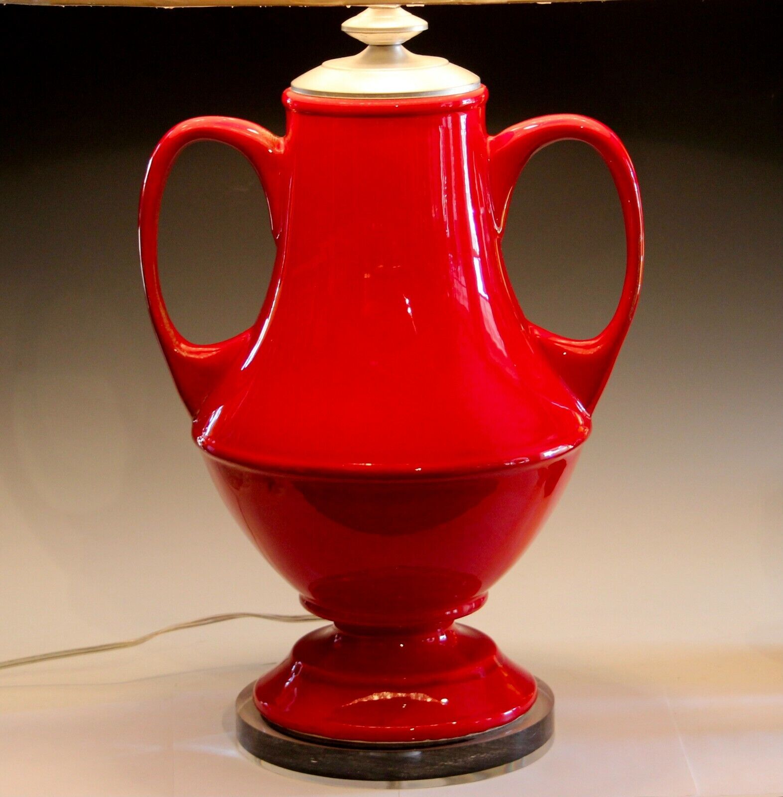 Huge Italian Pottery Vintage Lamp Atomic Red Trophy Large MCM Modern Ceramic 41\