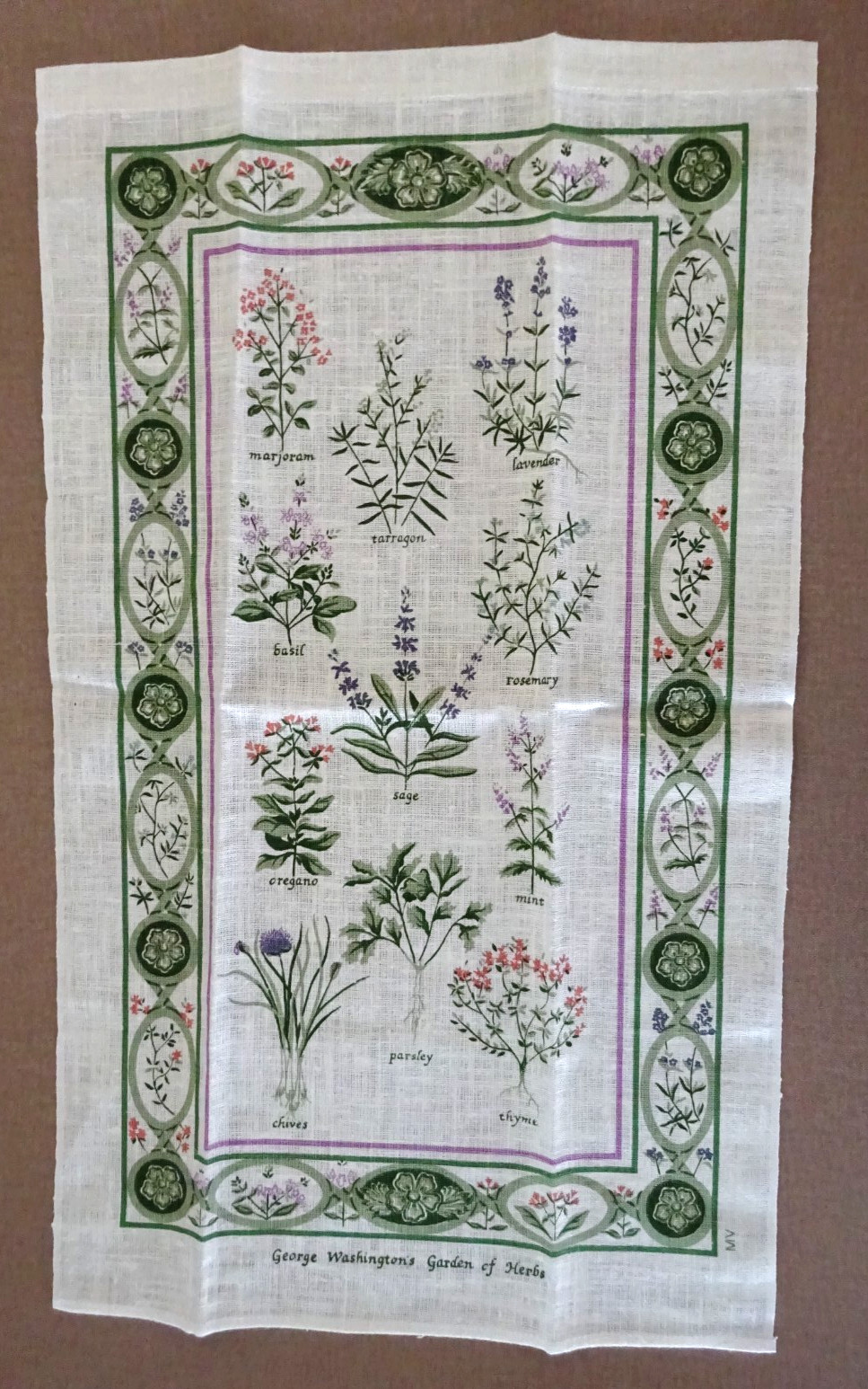 VINTAGE MOUNT VERNON LINEN TEA TOWEL, 