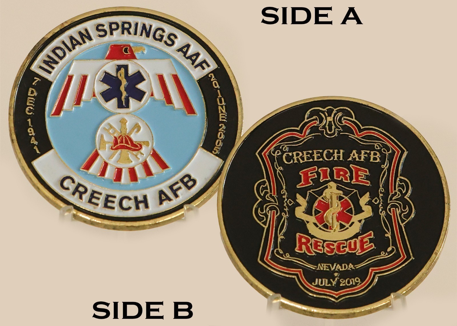Creech AFB 2019 Fire Rescue Indian Springs AAF Challenge Coin  4#B