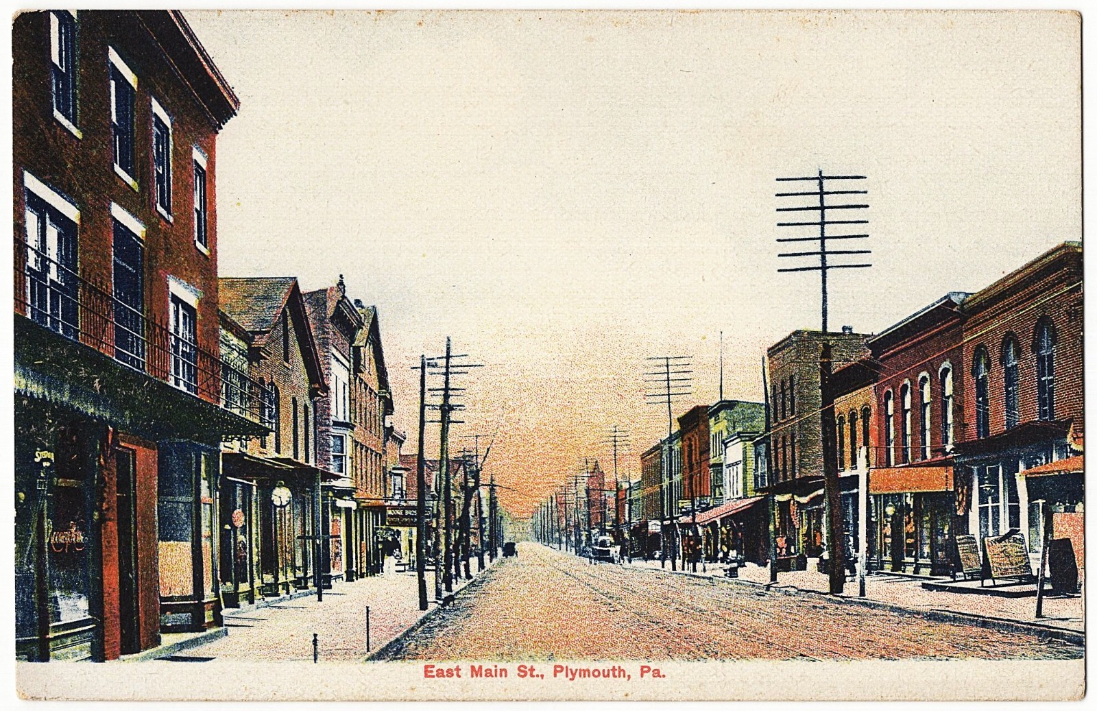 Plymouth PA - East Main Street antique postcard