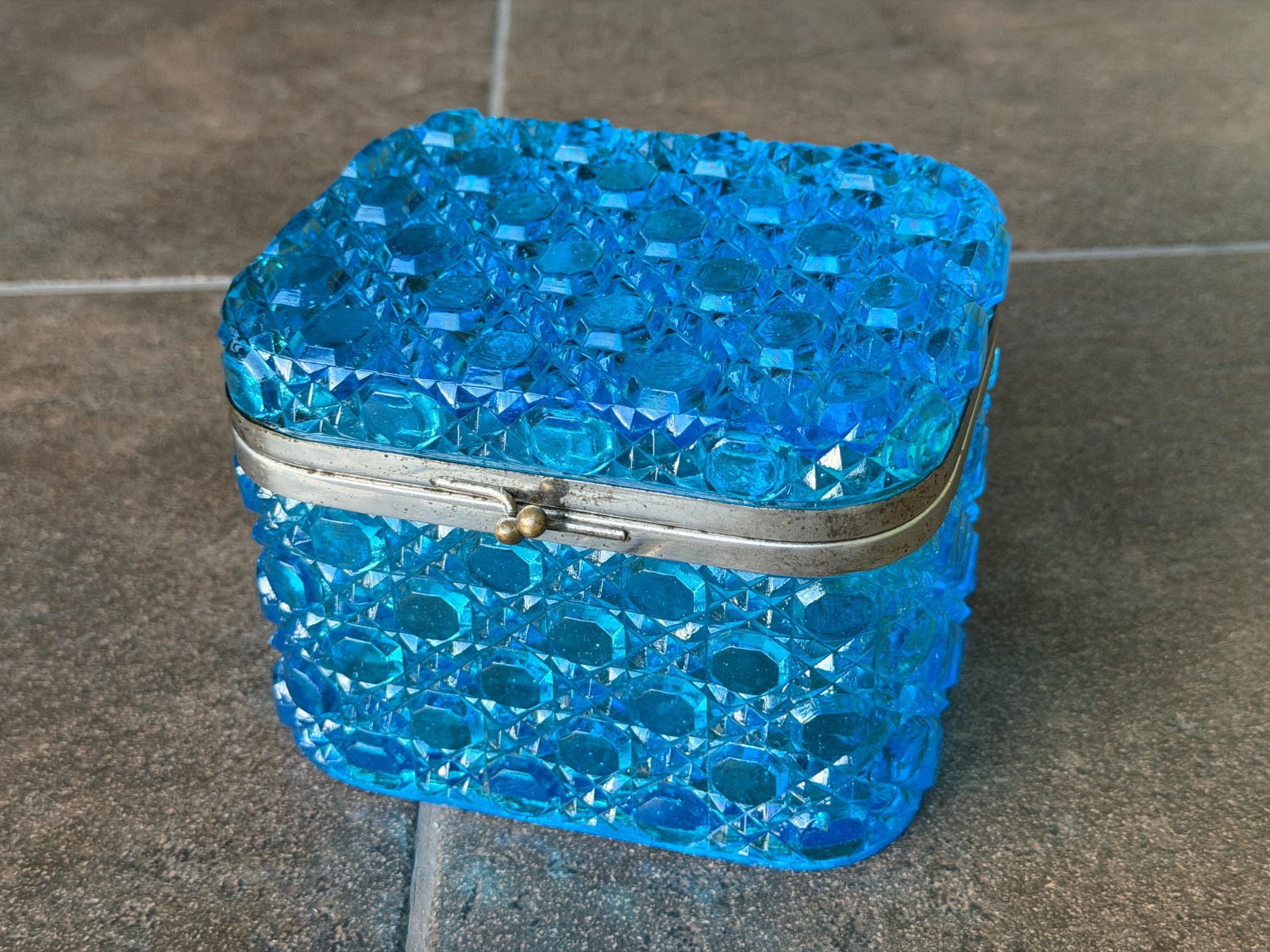Antique Russian Imperial Blue Glass Tea Caddy Jar Box Vasily Perlov 19th C Tsar