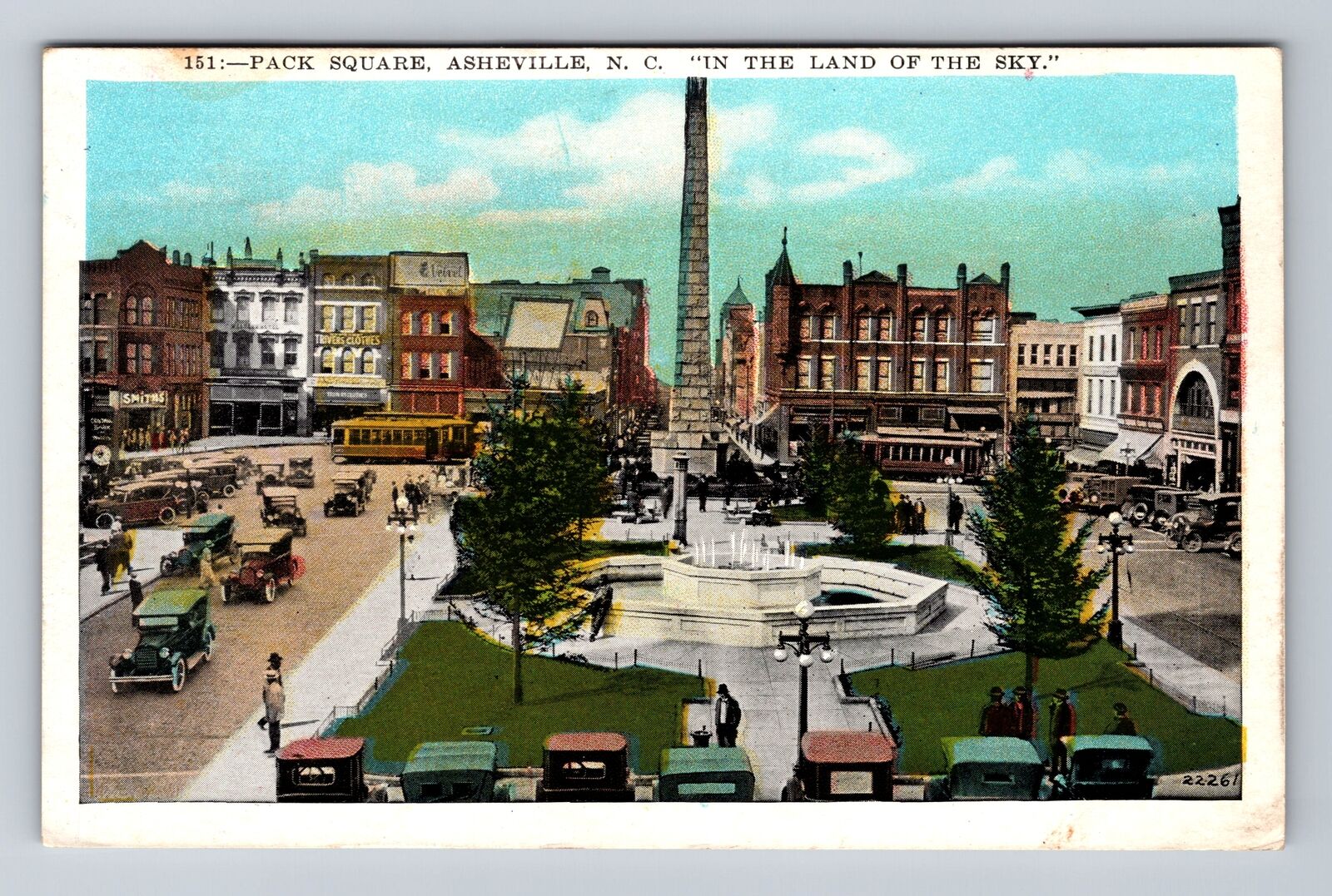 Asheville NC-North Carolina, Aerial Pack Square, Vintage c1934 Postcard