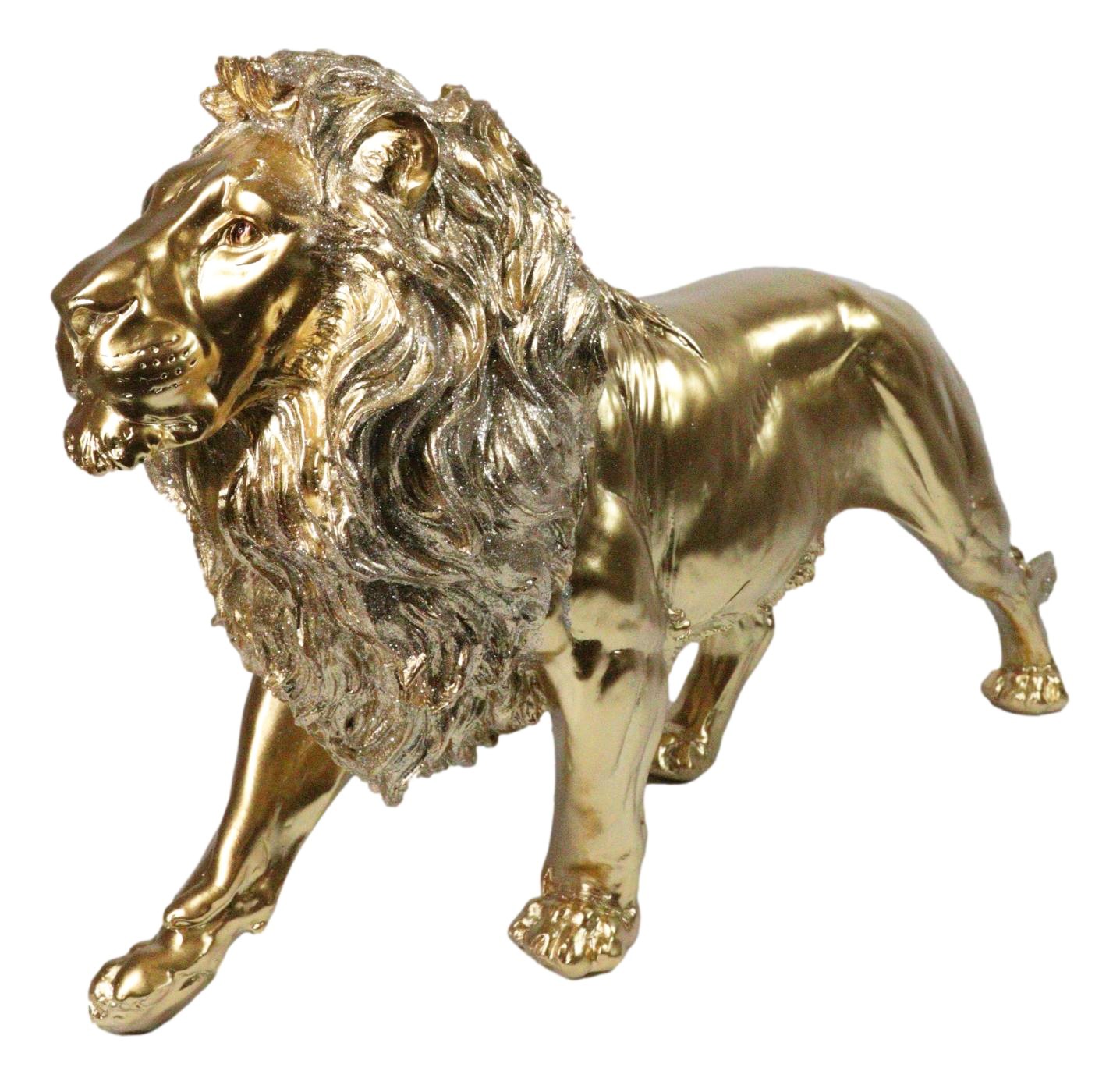 Large Gold Finish African Safari Regal Lion King of The Jungle Figurine 22.5\