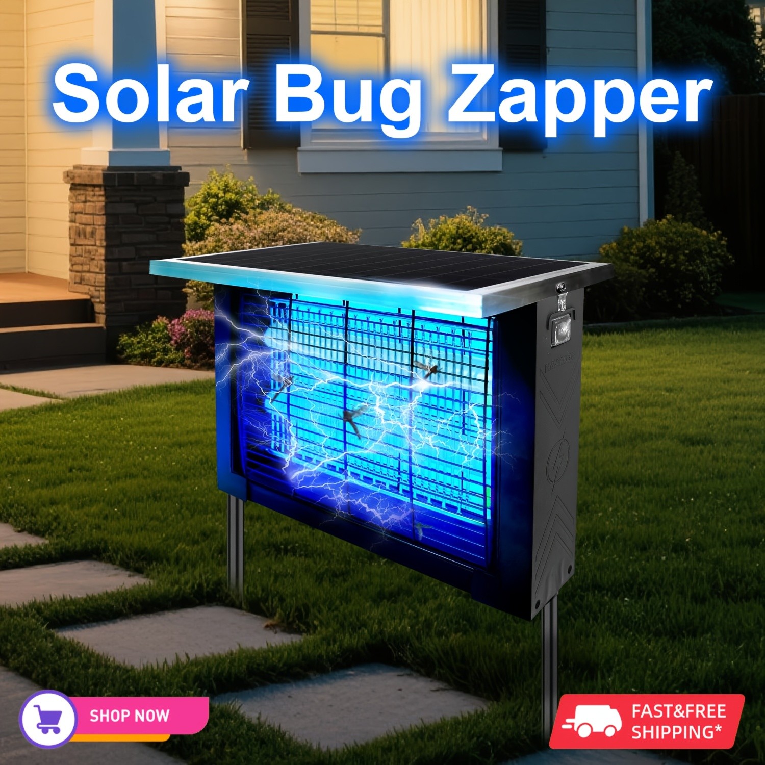 Powerful Large Solar Bug Zapper Outdoor For 2000Sq.ft, Poartable Rechargeable Mo