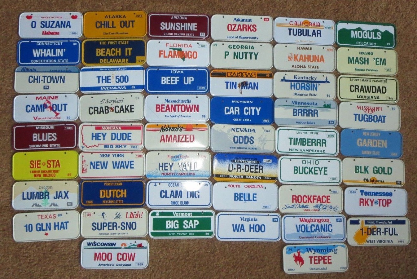 Vintage 1989 Post Cereal  Wheaties Miniature Bike State Metal License Plate Sign