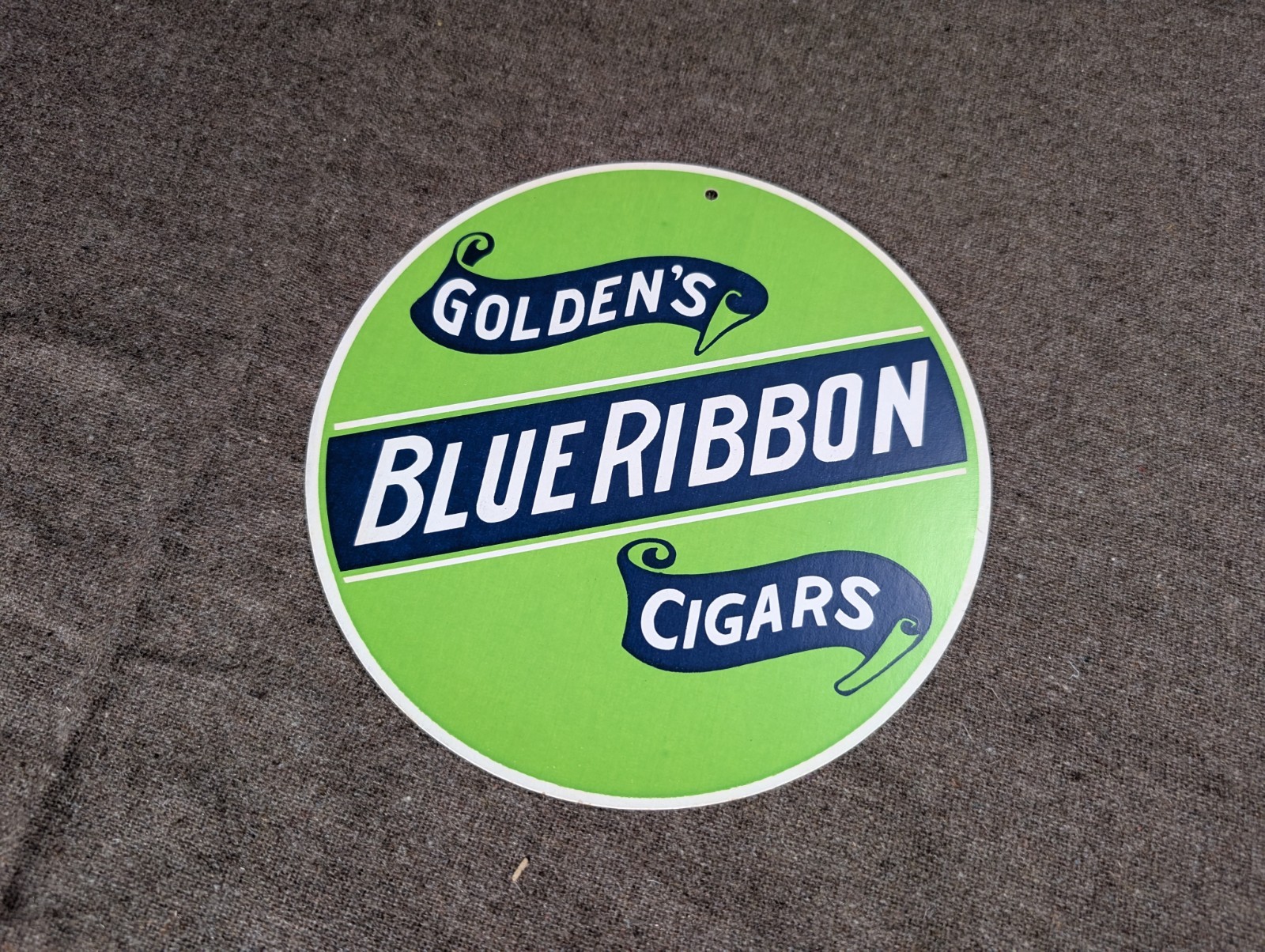 Vintage Golden’s Blue Ribbon Cigars Double Sided Card Board Sign