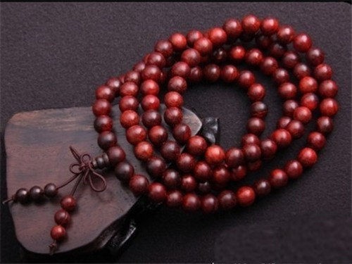 Tibetan 108 6mm Rosewood Buddhist Prayer Beads Mala Necklace -24\