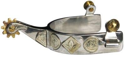 Showman Stainless Steel Spurs w/ Gold Engraved Poker Hand Showman Stainless Steel Spurs w/ Gold Engraved Poker Hand