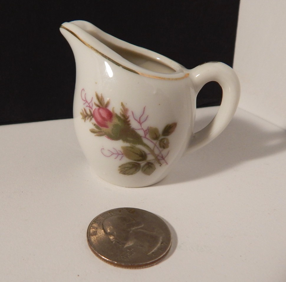 Hand Painted Miniature Pitcher Floral Japan Painted Flowers Gold Trim 2.5 Hand Painted Miniature Pitcher Floral Japan Painted Flowers Gold Trim 2.5