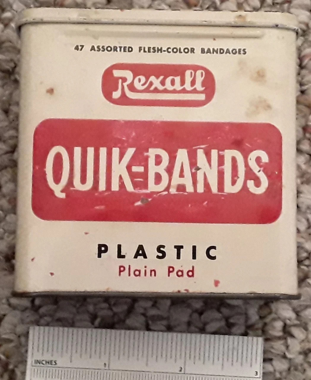 1960s Rexall QUIK-BANDS Tin Box Band-aid Vintage Drug Store
