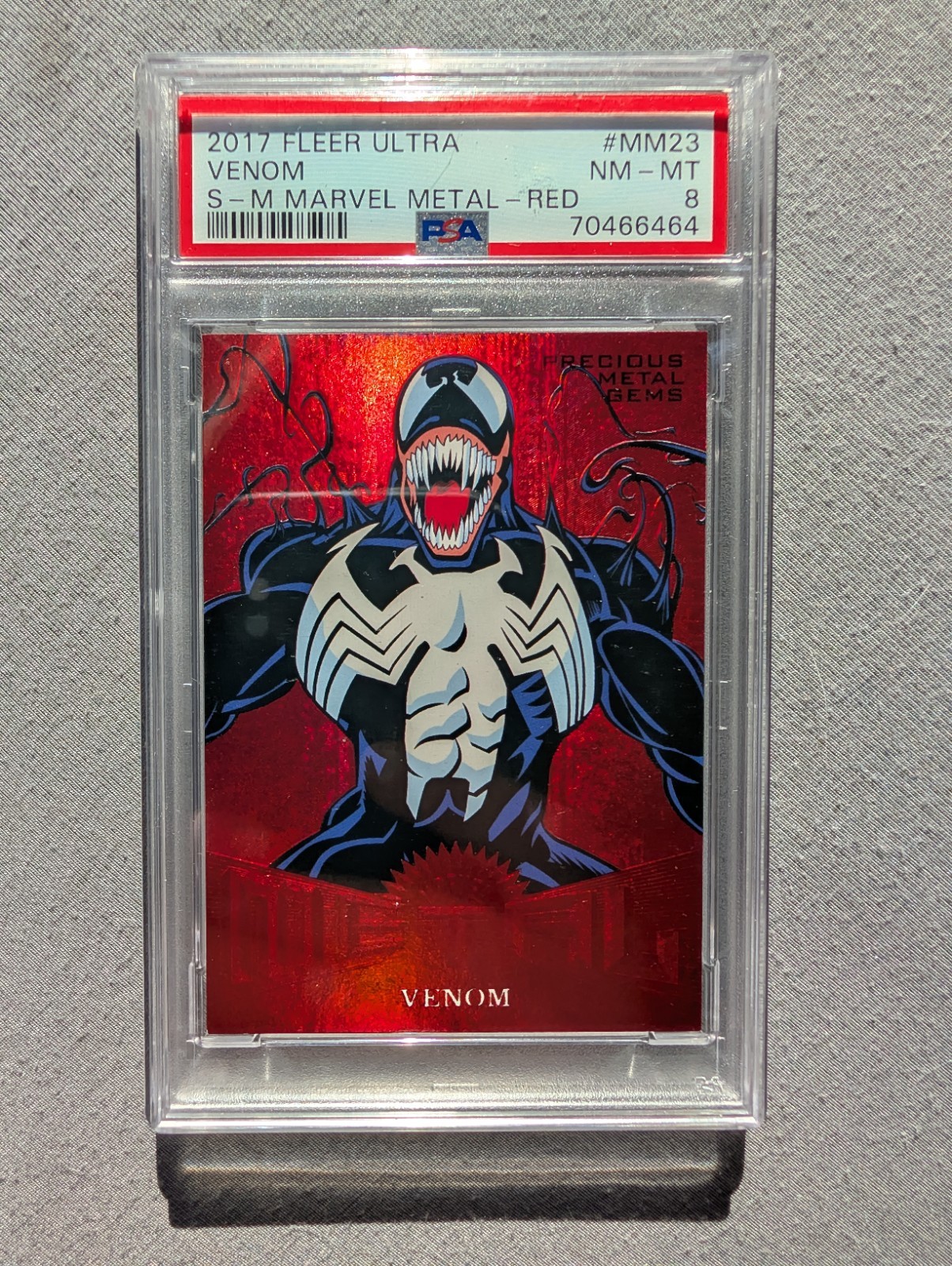 2017 FLEER ULTRA SPIDER-MAN MARVEL METALS RED # MM23 VENOM /99 PSA 8