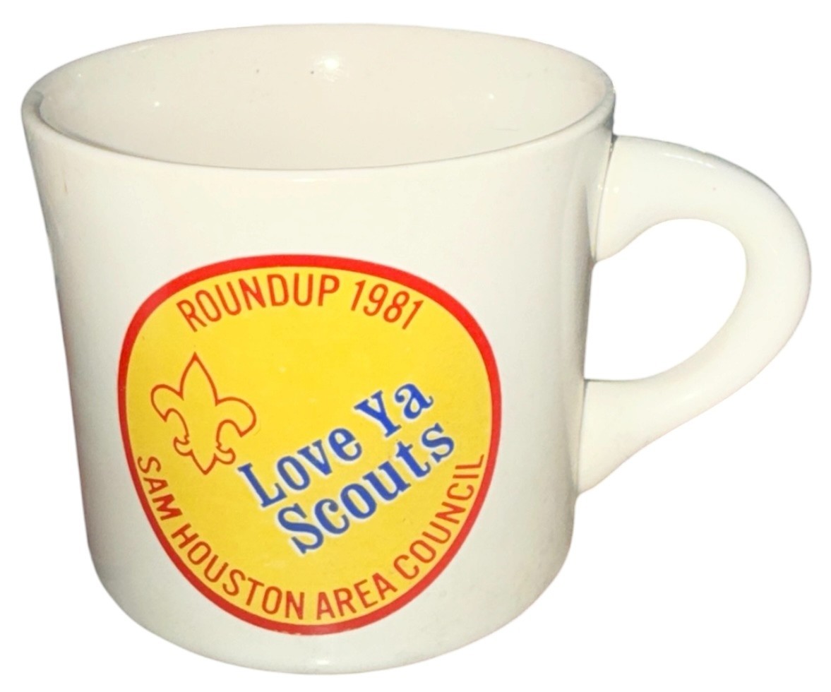 Vintage 1981 Boys Scout BSA Sam Houston Area Council Roundup Mug Cup