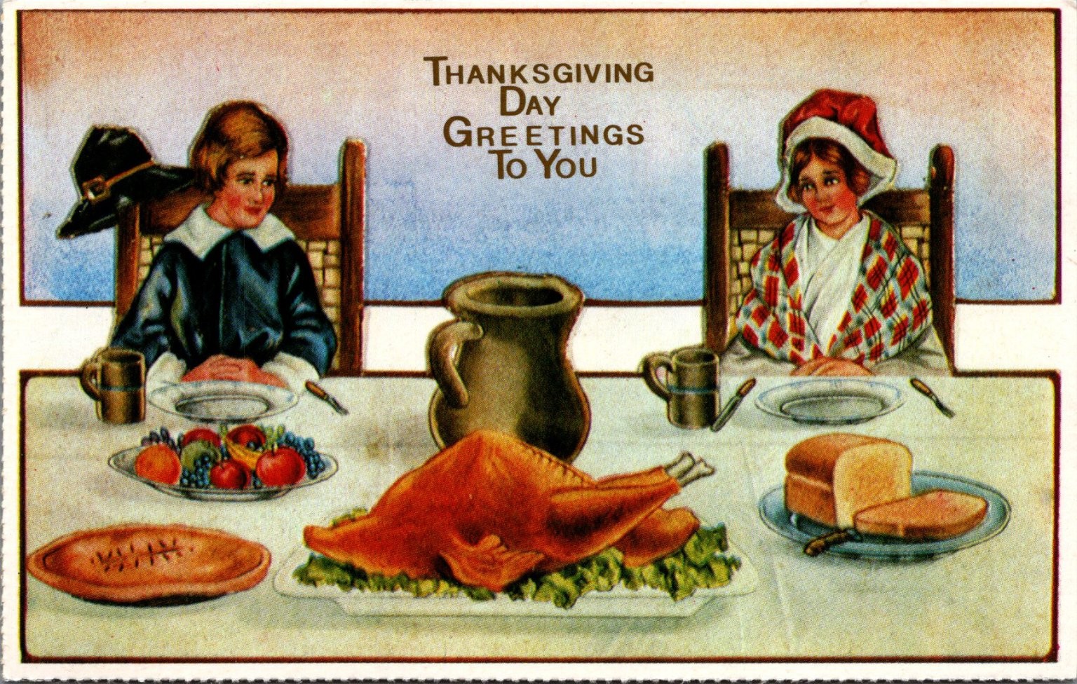 Thanksgiving Day Greetings Vintage Style Postcard - Lillian Vernon