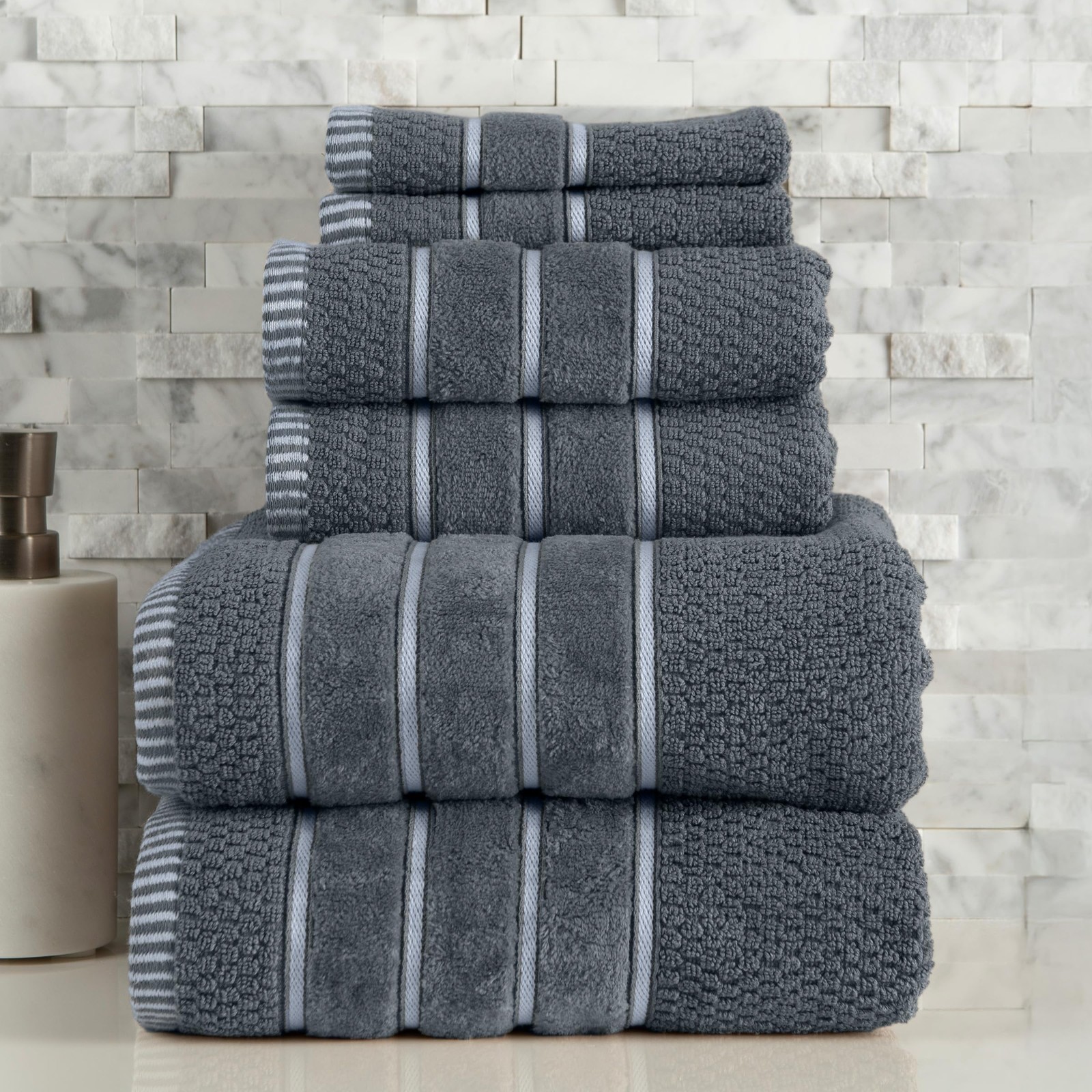 Lavish Home Luxury Cotton Towel Set - 100 Egyptian Cotton 6 Piece Set 2