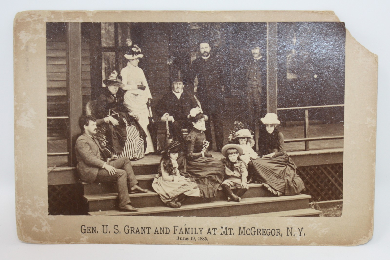 Antique Cabinet Card 1870s President Gen U.S. Grant & Family Mount Mcgregor NY