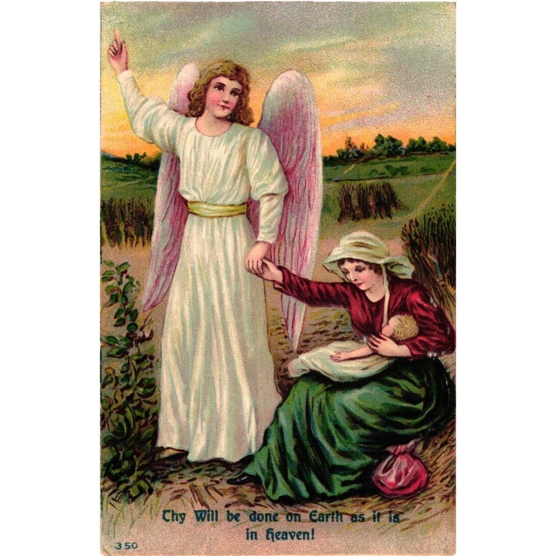 Thy Will Be Done on Earth As It is in Heaven Lords Prayer Postcard Unposted