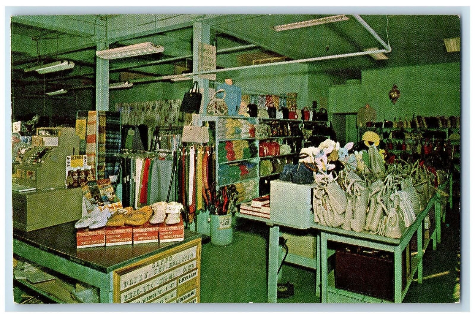 c1950 Factory & Discount Store Handbags Mill Ends Fabric Brattleboro VT Postcard