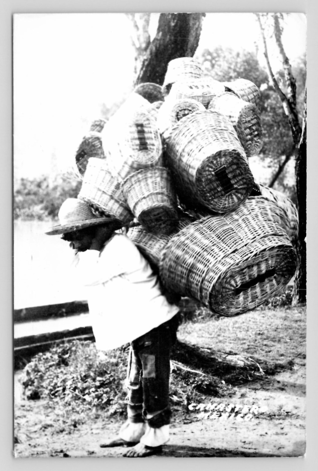 RPPC Canastero Vendedor d Canastas Basket Vendor Mexico Antiq UNP Photo Postcard