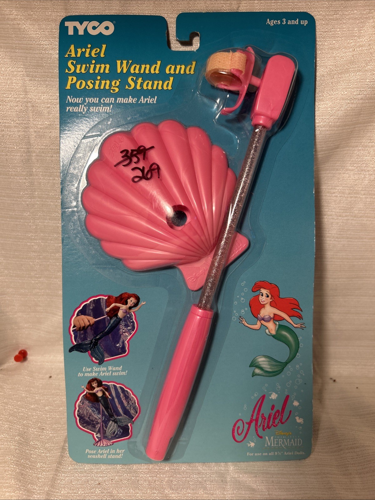 Little Mermaid Ariel Swim Wand Posing Stand PURPLE Doll Accessory Disney TYCO