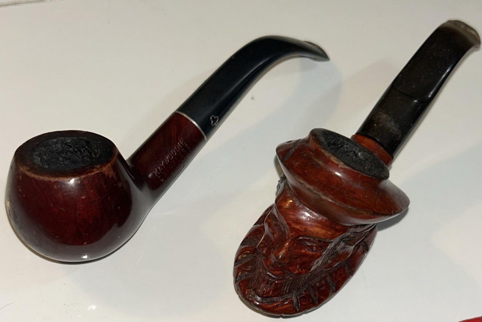 (2) Smoking Tobacco Pipes-Kaywoodie Pipes Briar Italy, Sir Walter Raleigh, Old