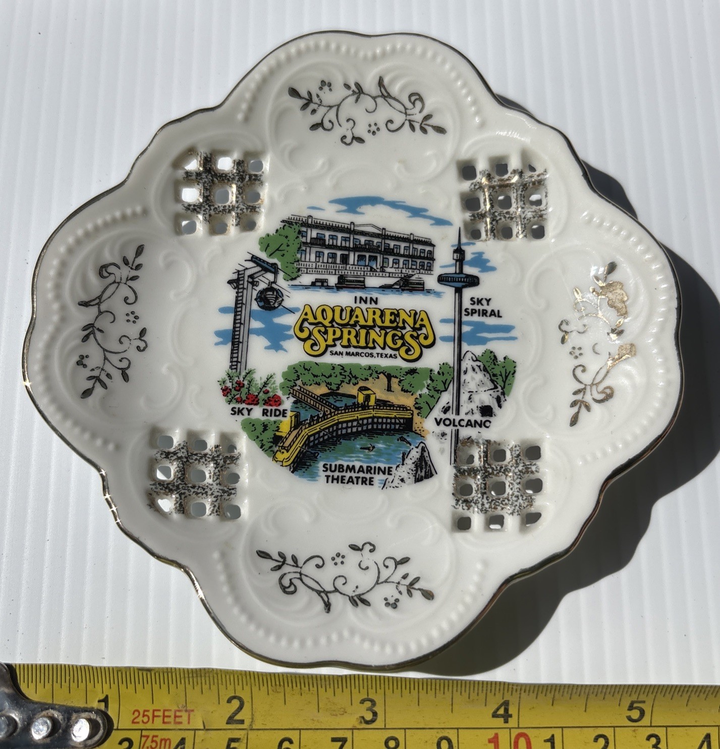 Vintage Aquarena Springs Souvenir small plate San Marcos Texas TX 5.25” Ceramic