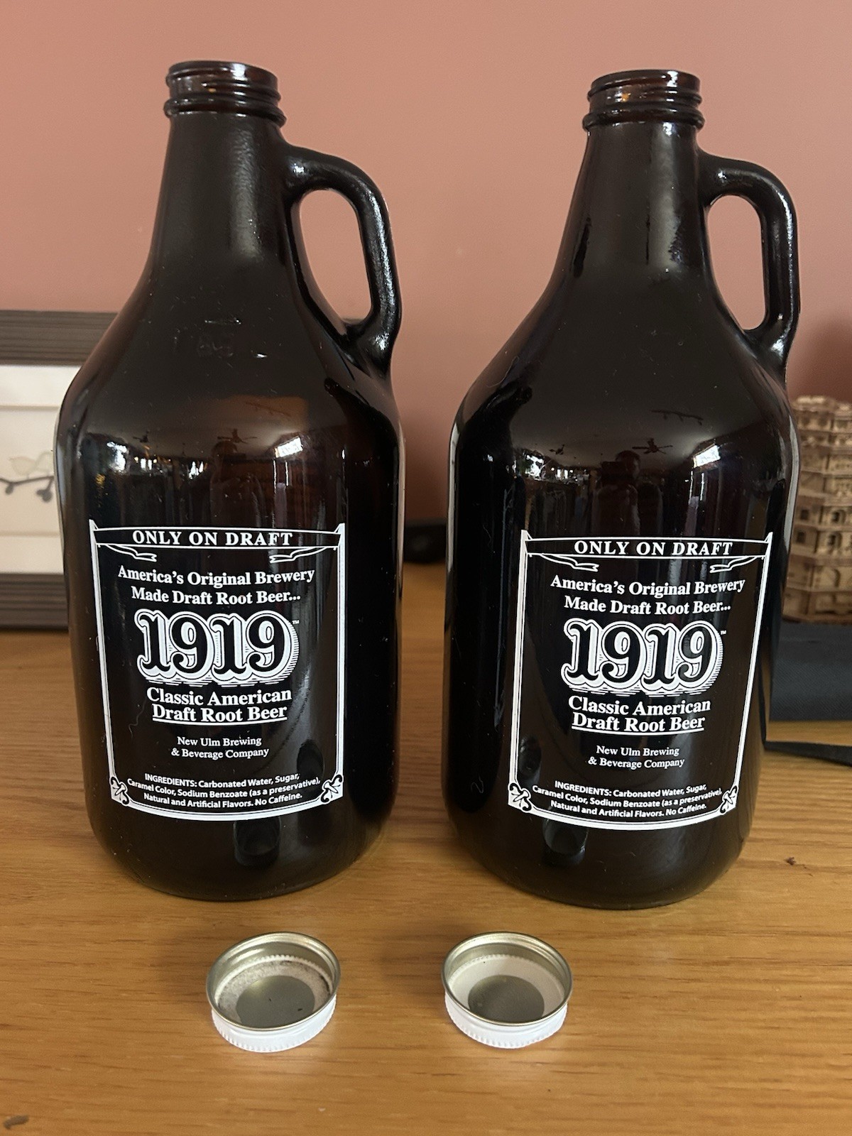 Lot of Two 1919 Root Beer Growlers 64 oz New Ulm MN