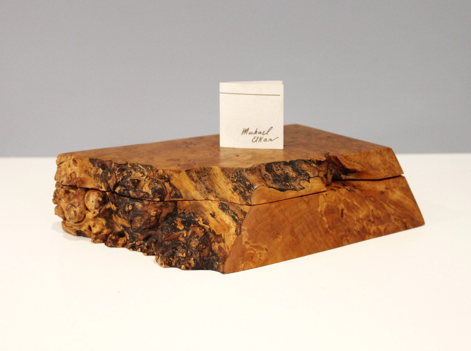Vintage Michael Elkan Burl Wood Box Birdseye Maple Jewelry Box Trinket Box