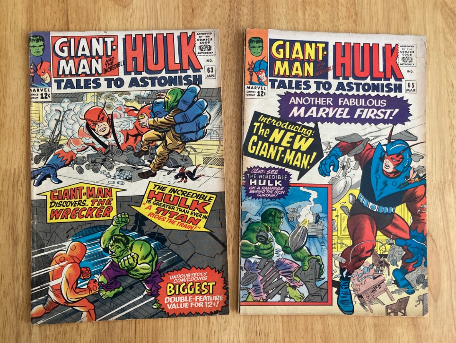 2 Early (1965) Hulk TALES TO ASTONISH #63 *Key 1st Full Leader*, 65 (VG)