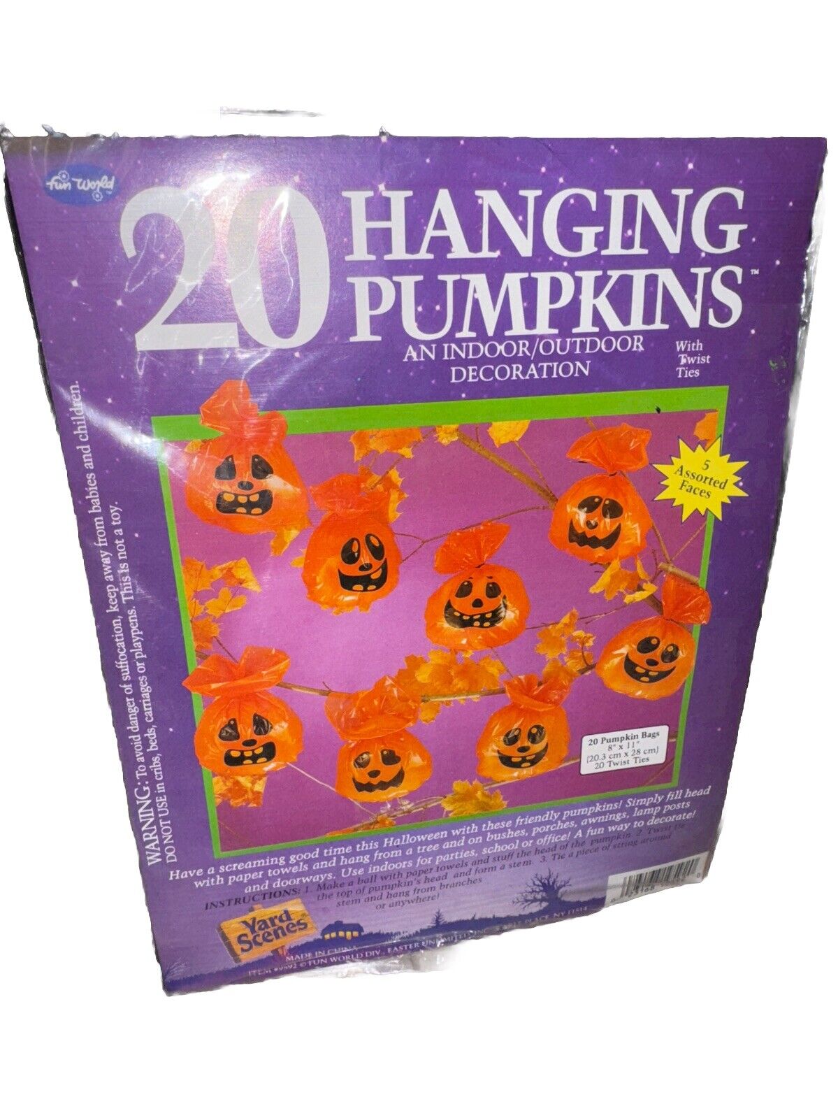 Vintage 20 Halloween Hanging Pumpkins Indoor~Outdoor Decoration