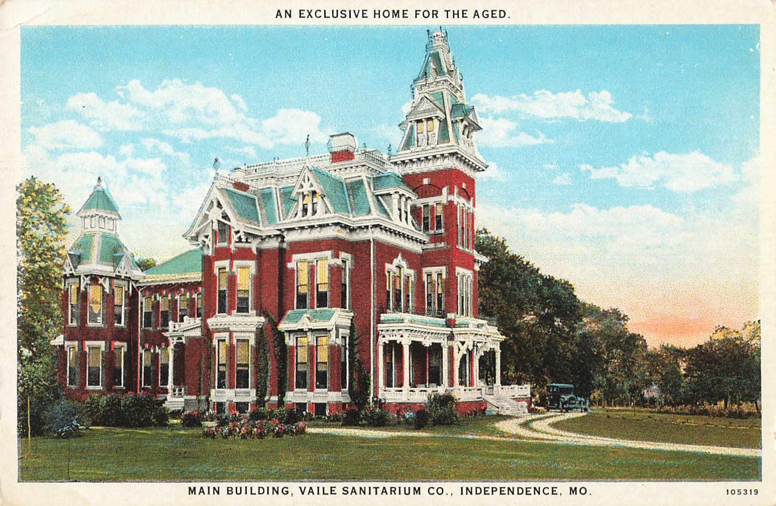 Postcard Independence MO Vaile Mansion Sanitarium Home for Aged WB Antique