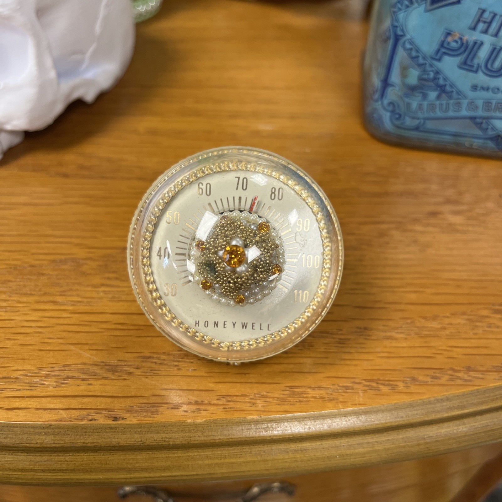 Super cool Vintage 1967 mid century  Desktop Thermometer, Honeywell Made in USA