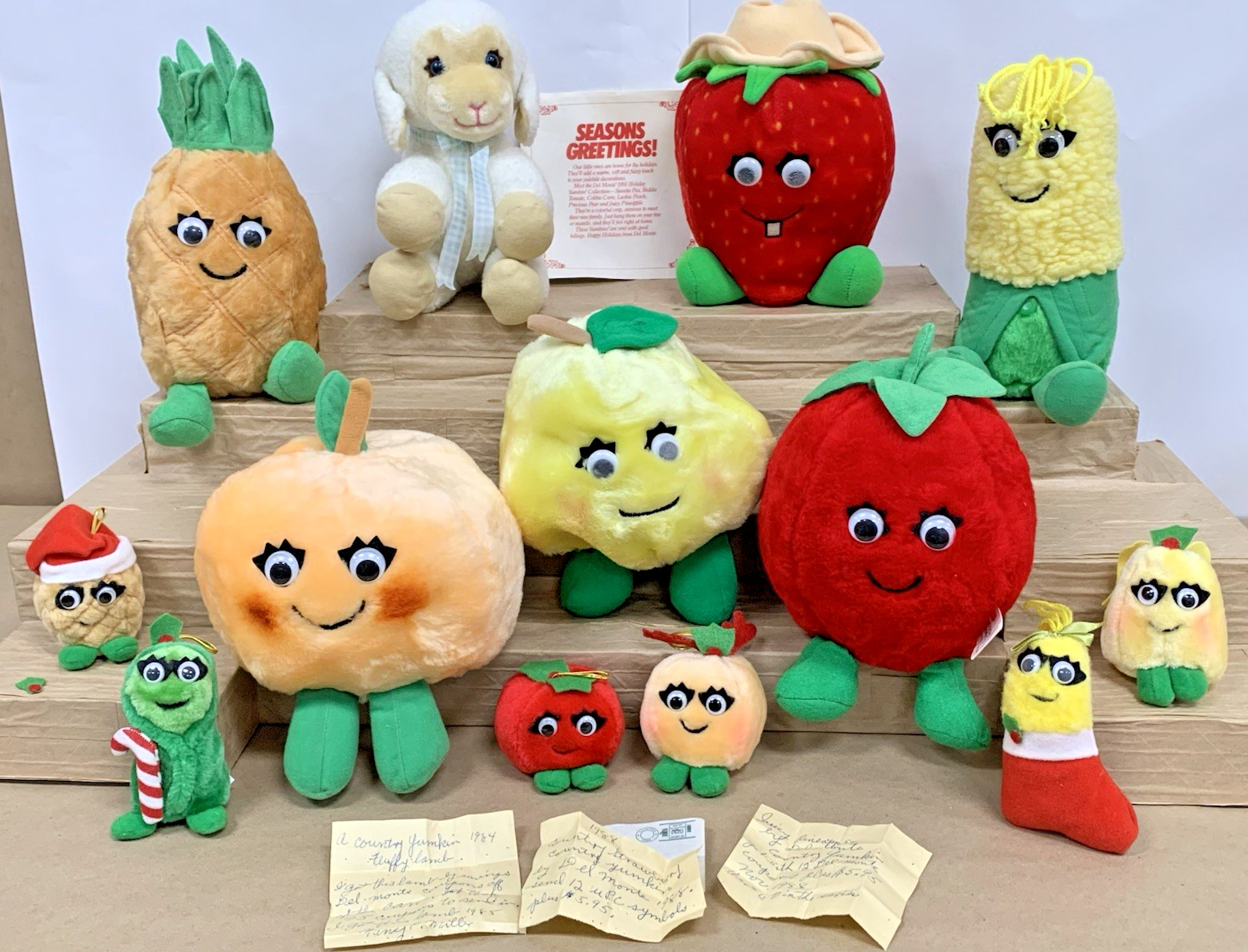 Rare Vintage 1980s 1990s Lot of 13 Del Monte Promo Plush Yumkins Fruits Veggies