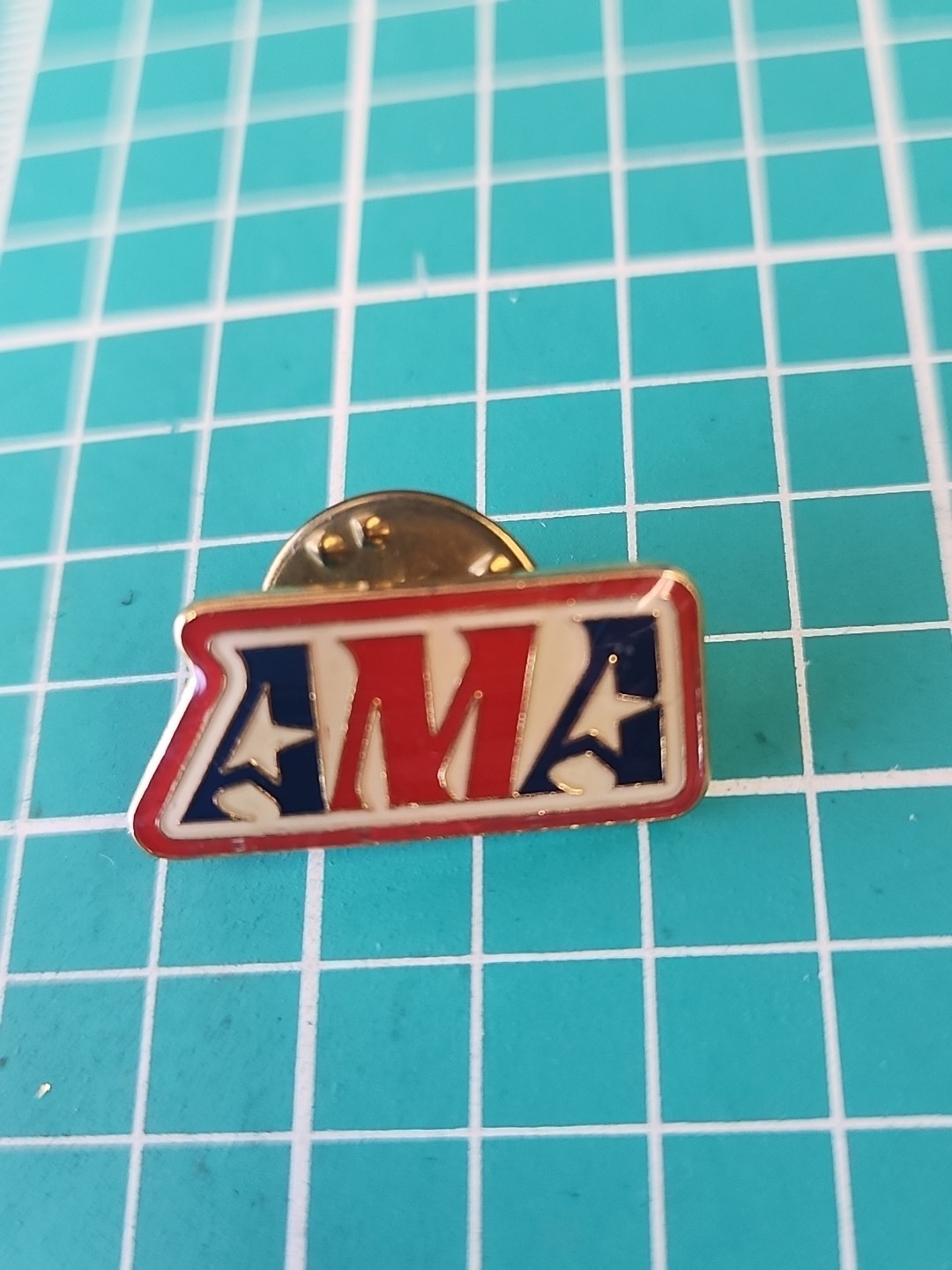 Vtg AMA American Motorcycle Association Gold Tone Lapel Pin