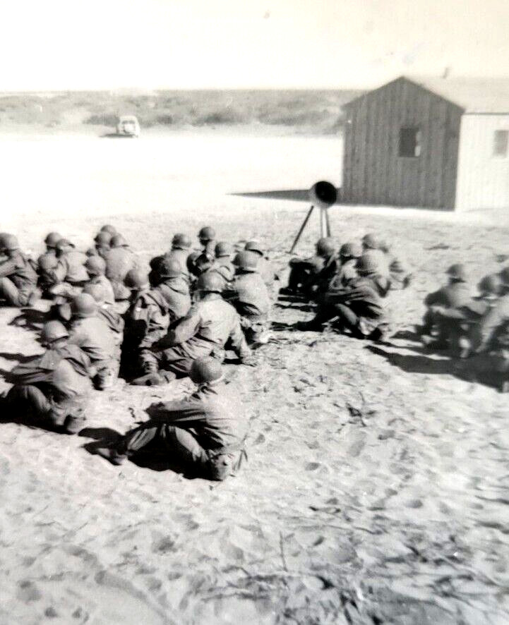 Korean War Era US Soldier in Uniform Classes on the Sand 1951 Org Military Photo