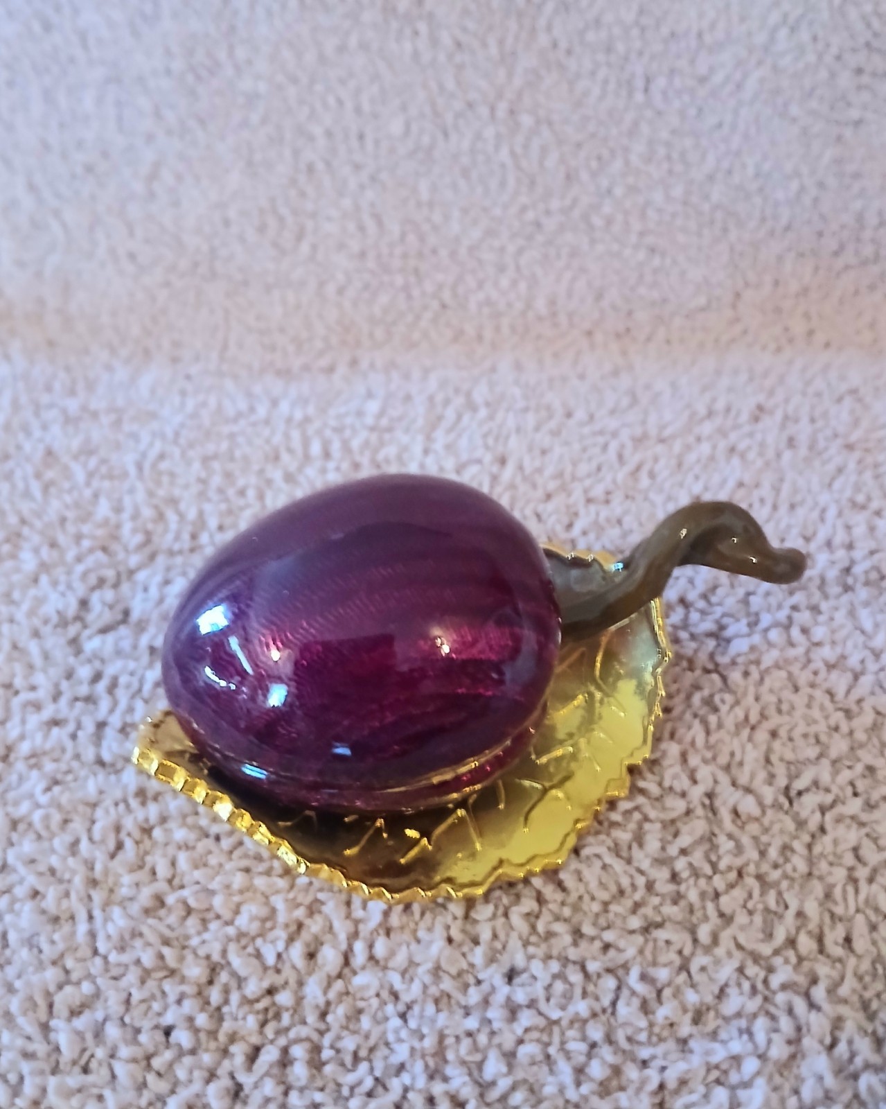 Vintage Edgar Berebi Plum & Leaf Trinket Box Dish