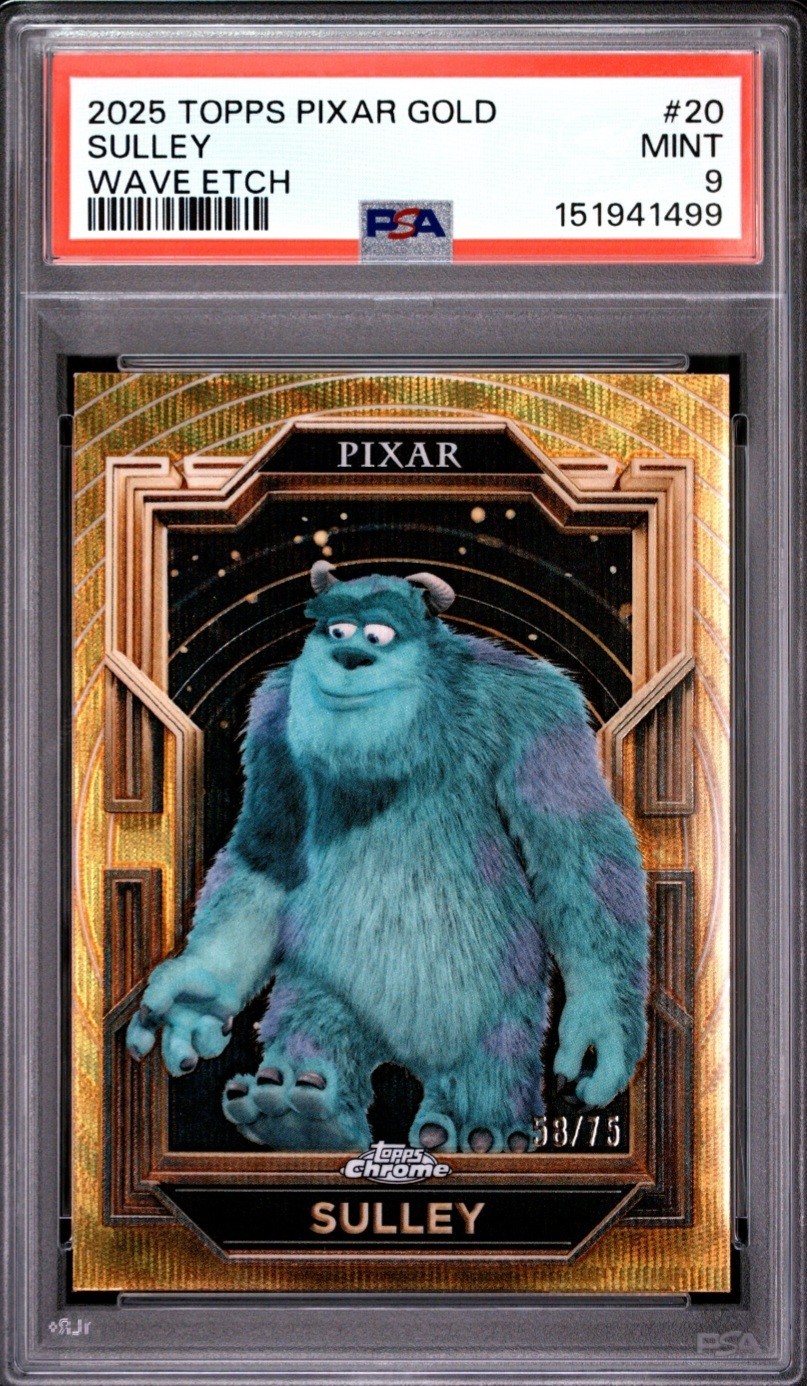2025 SULLEY PSA 9 TOPPS DISNEY PIXAR GOLD WAVE ETCH MONSTERS INC. #\'d /75 2025 SULLEY PSA 9 TOPPS DISNEY PIXAR GOLD WAVE ETCH MONSTERS INC. #\'d /75