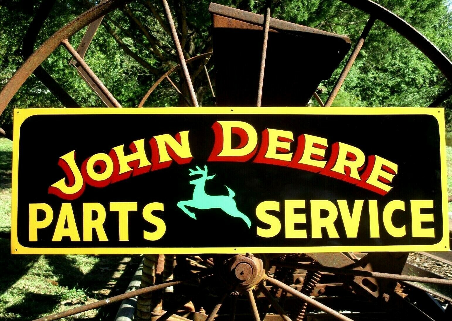 LARGE Vintage Style Hand Painted Lettered JOHN DEERE SIGN Tractor Parts service