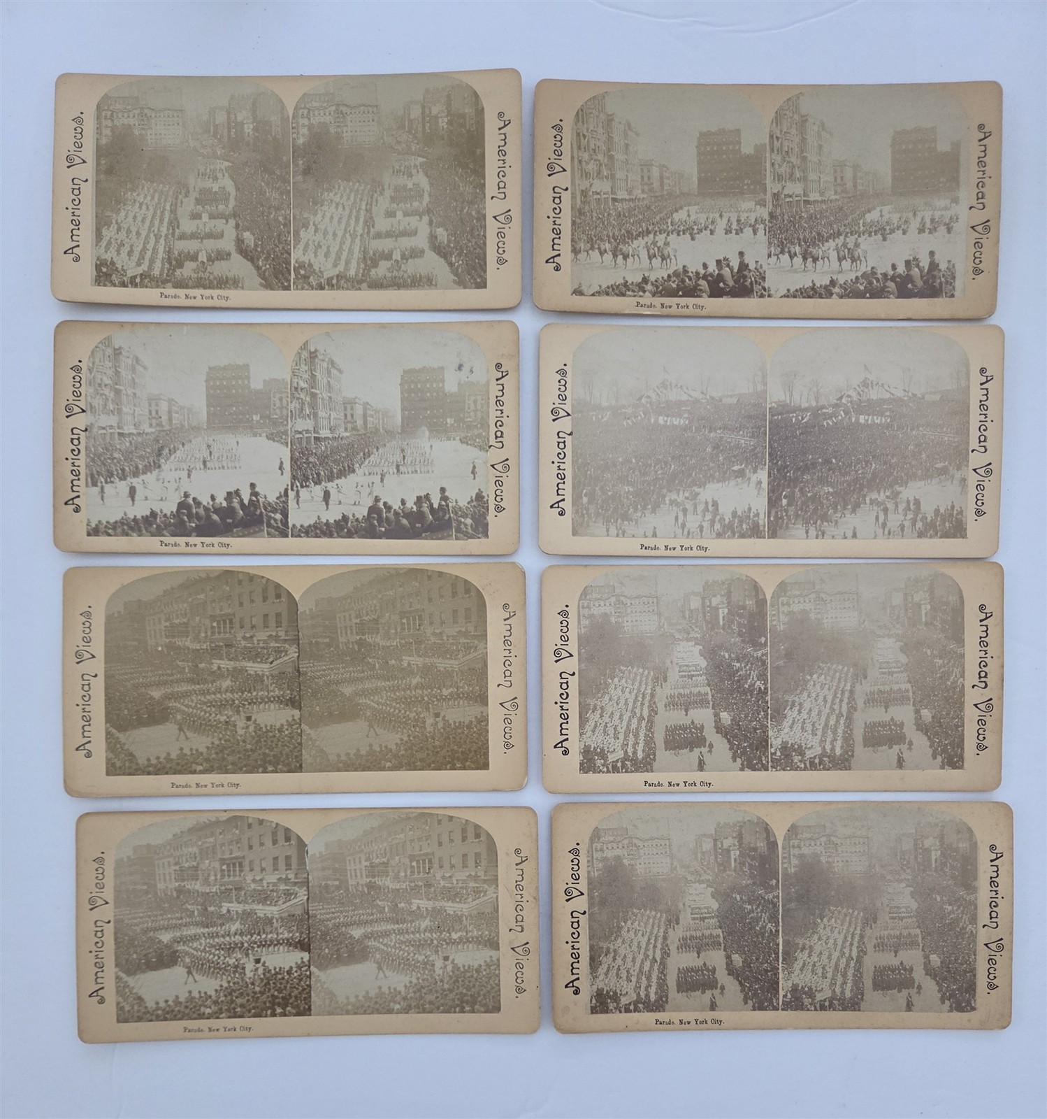 1889 antique WASHINGTON CENTENNIAL nyc PARADE STEREOVIEWS 8pc lot AMERICAN VIEW