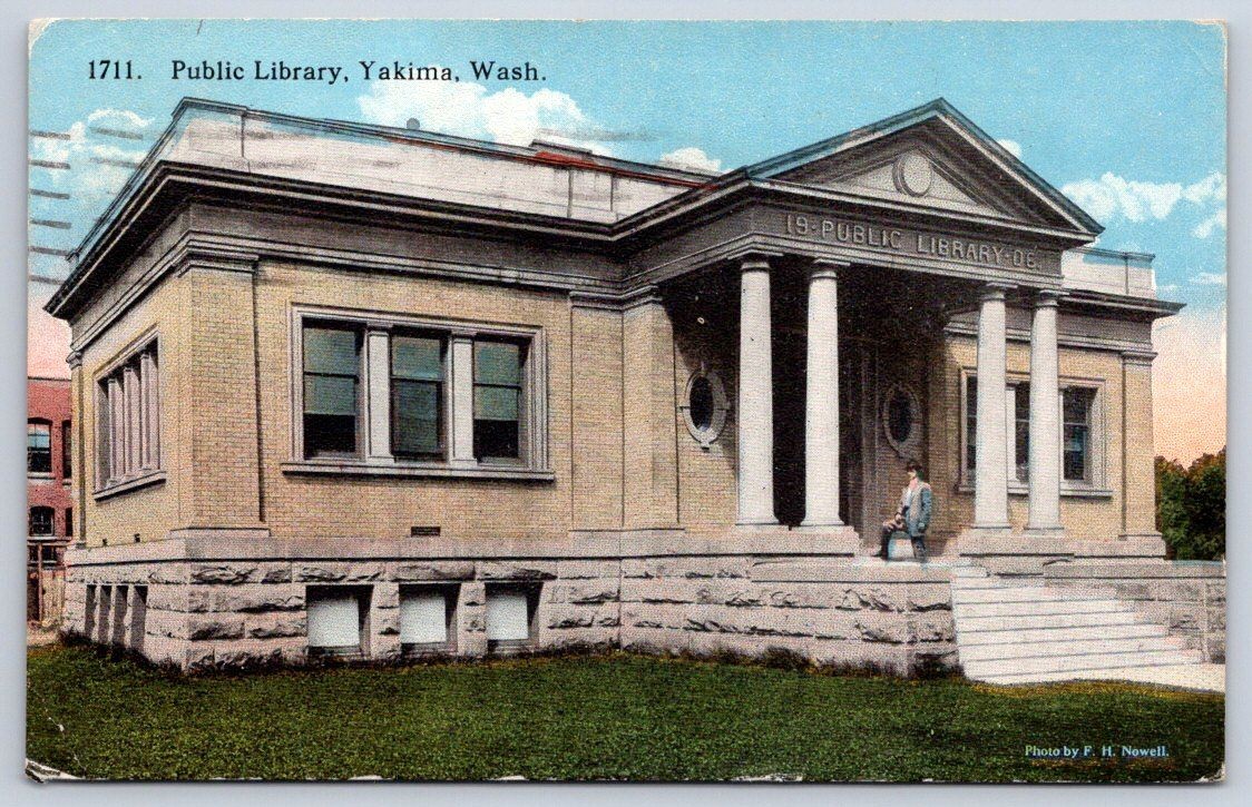Eureka Antique Washington Postcard YAKIMA Public Library 1926 F H Nowell