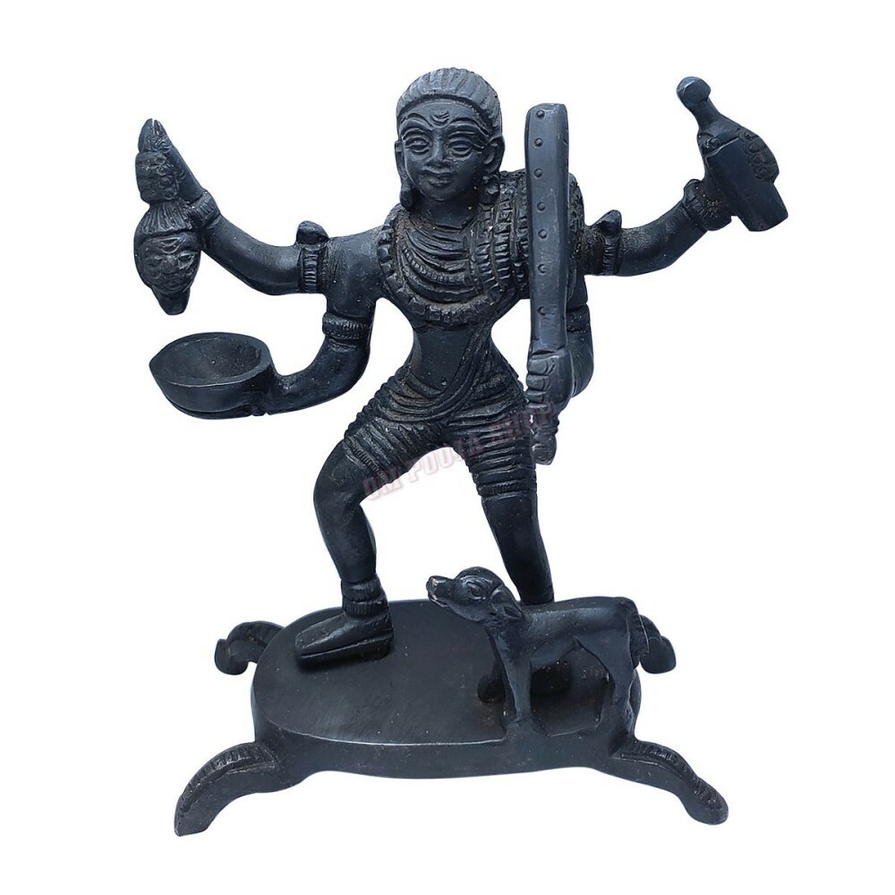 Rudra Avatar Batuk Bhairav Black Brass Statue Murti Shiva as Bhairav Idol OmPooj