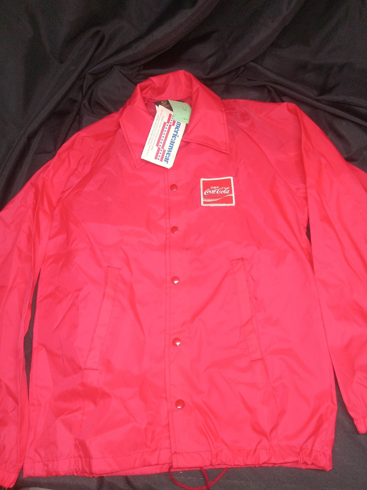NOS Vintage Coca Cola Weathercaster Nylon Coaches Jacket Small Red New With Tags