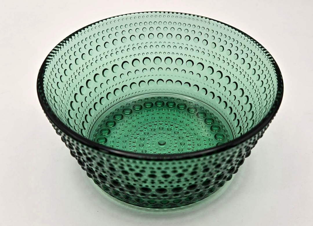 Iittala Kastehelmi Sm. Pine Green Glass Bowl Oiva Toikka Finland New 4.25