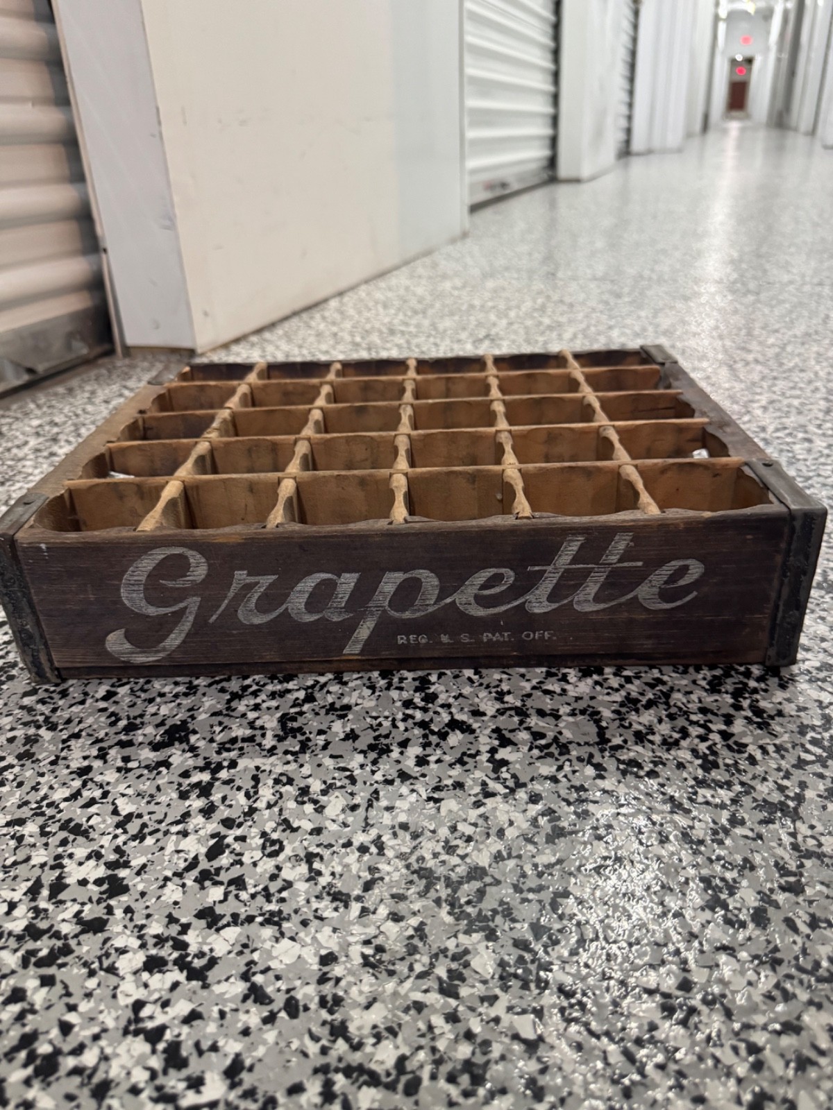 1940s Vintage GRAPETTE Soda Pop Bottle Crate - Wood Soda Crate - Storage Box