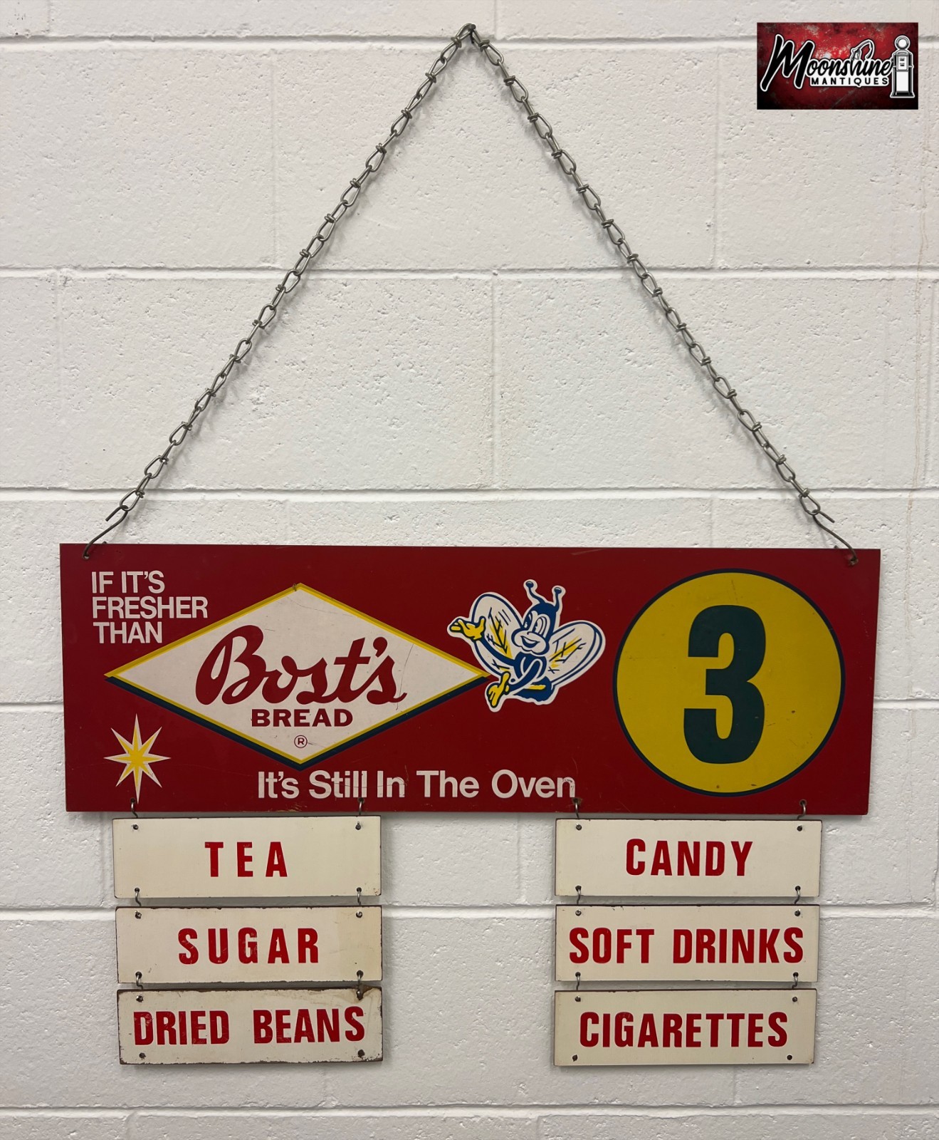 RARE - 1950's Bost's Bread Grocery Store Aisle Marker Sign