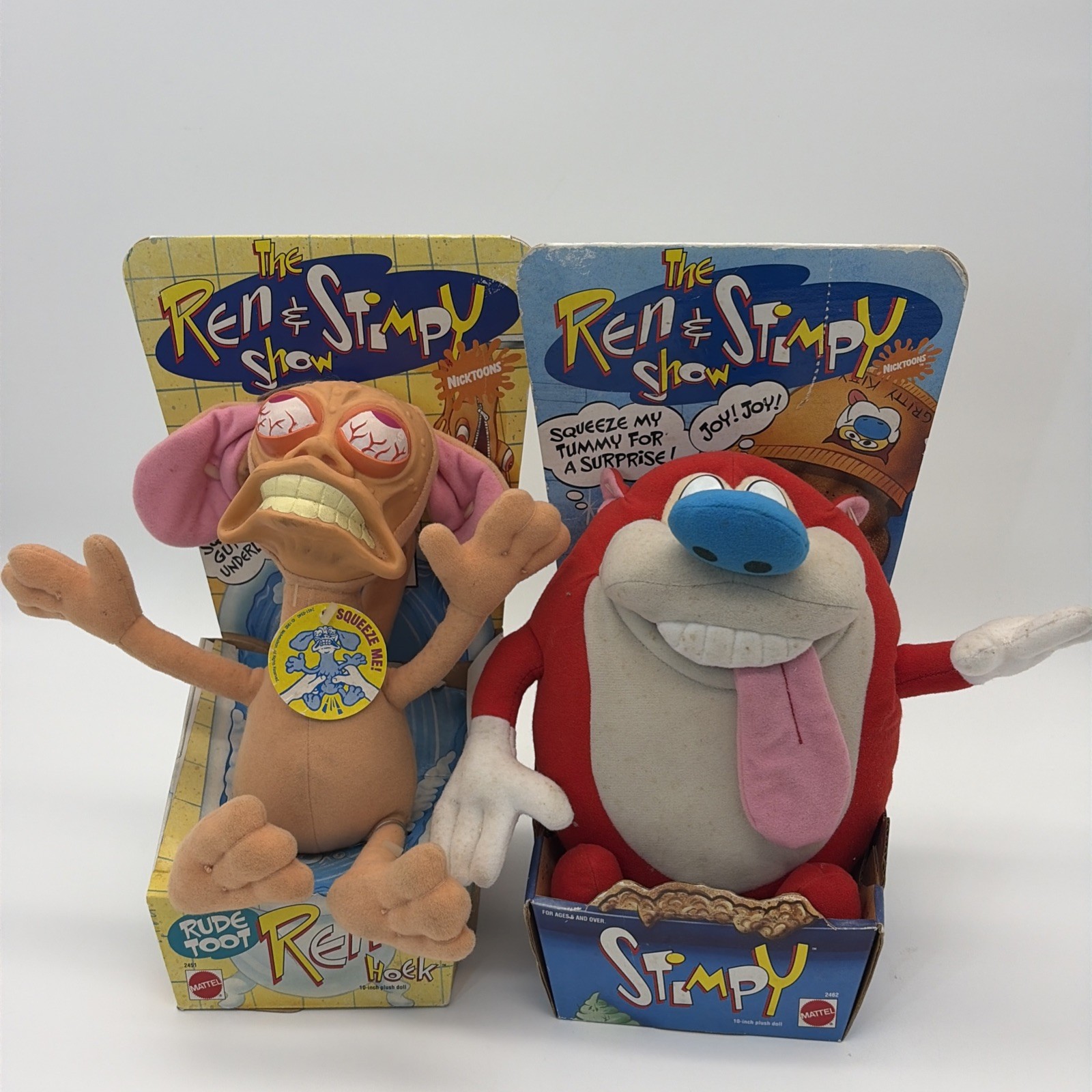 Vintage 1992 Mattel Ren & Stimpy Plush Set with Original Display Boxes And Tags Vintage 1992 Mattel Ren & Stimpy Plush Set with Original Display Boxes And Tags