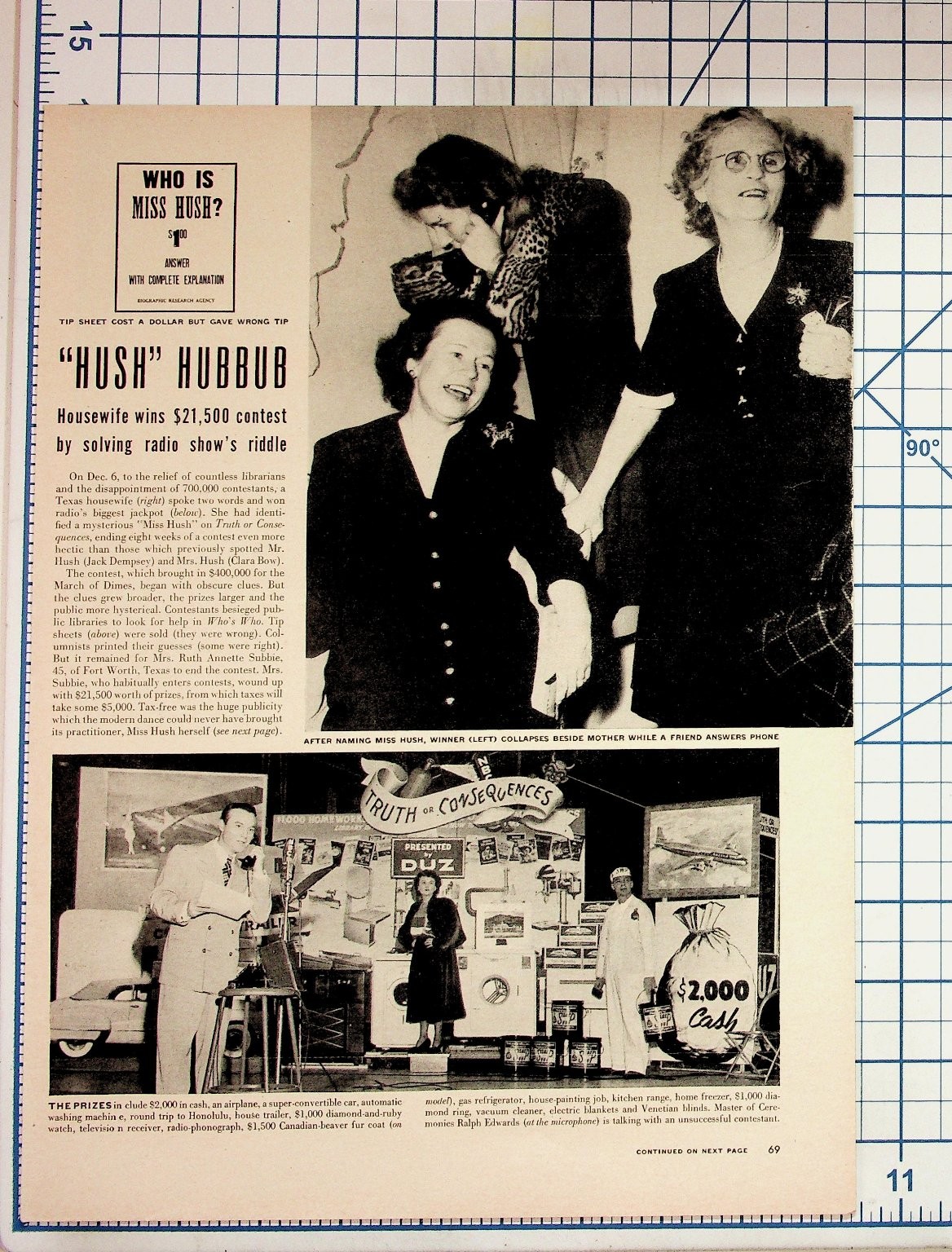 1940s Truth or Consequences Miss Hush Martha Graham Magazine Page Ephemera