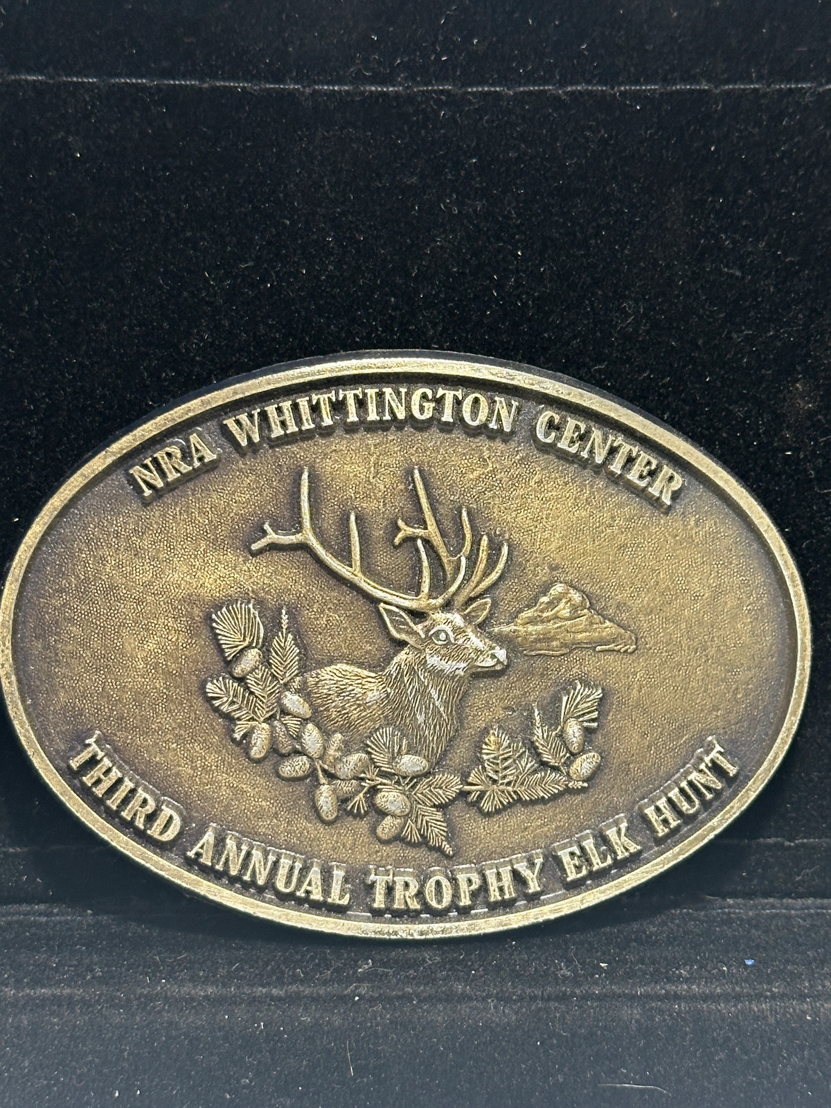 Vintage NRA Whittington Center Trophy Elk Hunt Deer Hunting Western Belt Buckle
