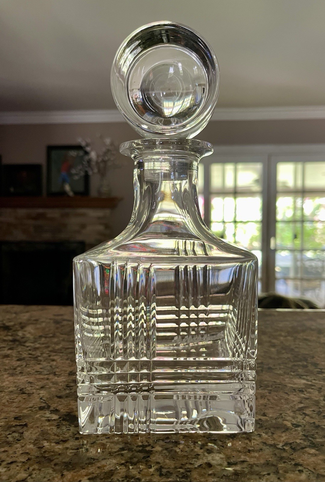 Vintage Kristall Krisla Italy Decanter w/ Stopper Tartan Pattern, Mint